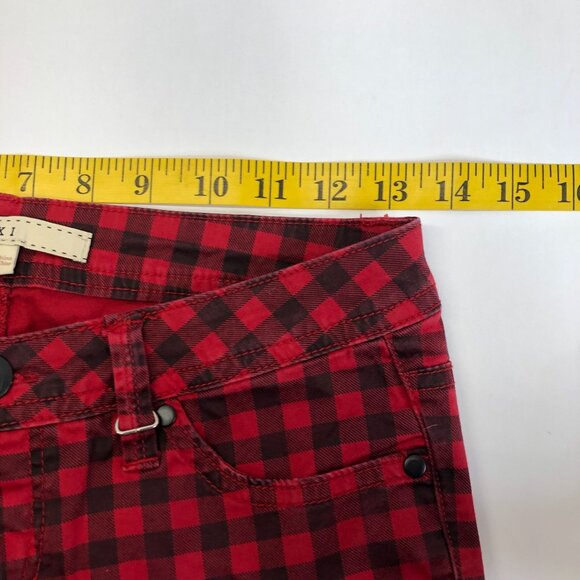 XXI Black Red Buffalo Plaid Check Skinny Punk Tartan Ankle Zipper Pants Size‎ 3 - Picture 7 of 10